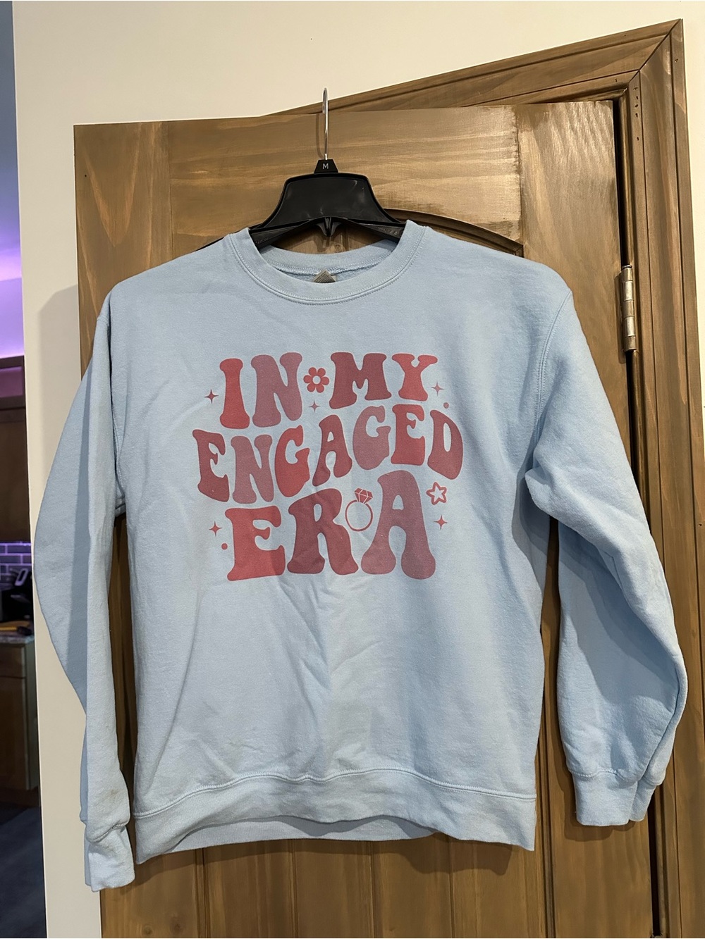 Gildan Light Blue Crewneck with Pink 'In My Engaged Era'
